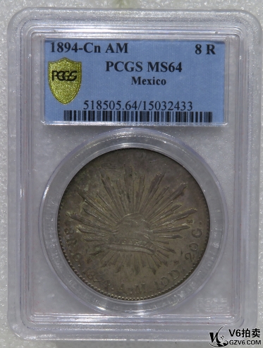 Lot95-216: PCGS-MS64-1894墨西哥鷹洋銀幣